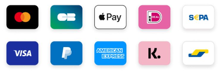 Betaalmethoden: iDEAL, Visa, Mastercard, PayPal, American Express, Apple Pay, Bancontact, Klarna, SEPA